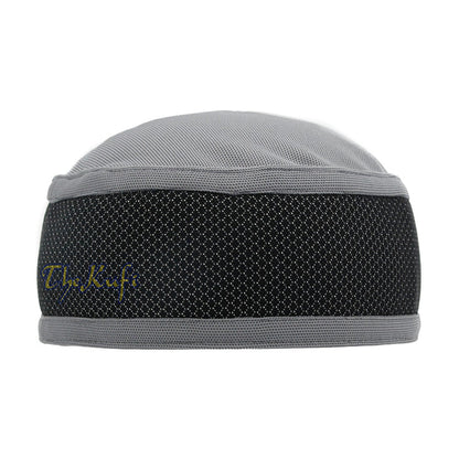 Gray and Silver Madun Vented Top Pliable Two-Color Round Kufi Hat