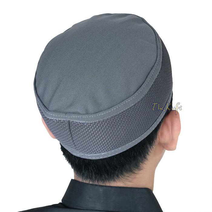 Gray Madun Vented Top Pliable Two-Color Round Kufi Hat