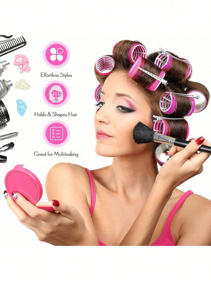 Hair Rollers With Clips, Self-Gripping Curler Suitable For Long/Medium/Short Hair And Bangs, DIY Hair Curling Tool (Includes 12pcs Large Roller Tubes + 6pcs Clips)