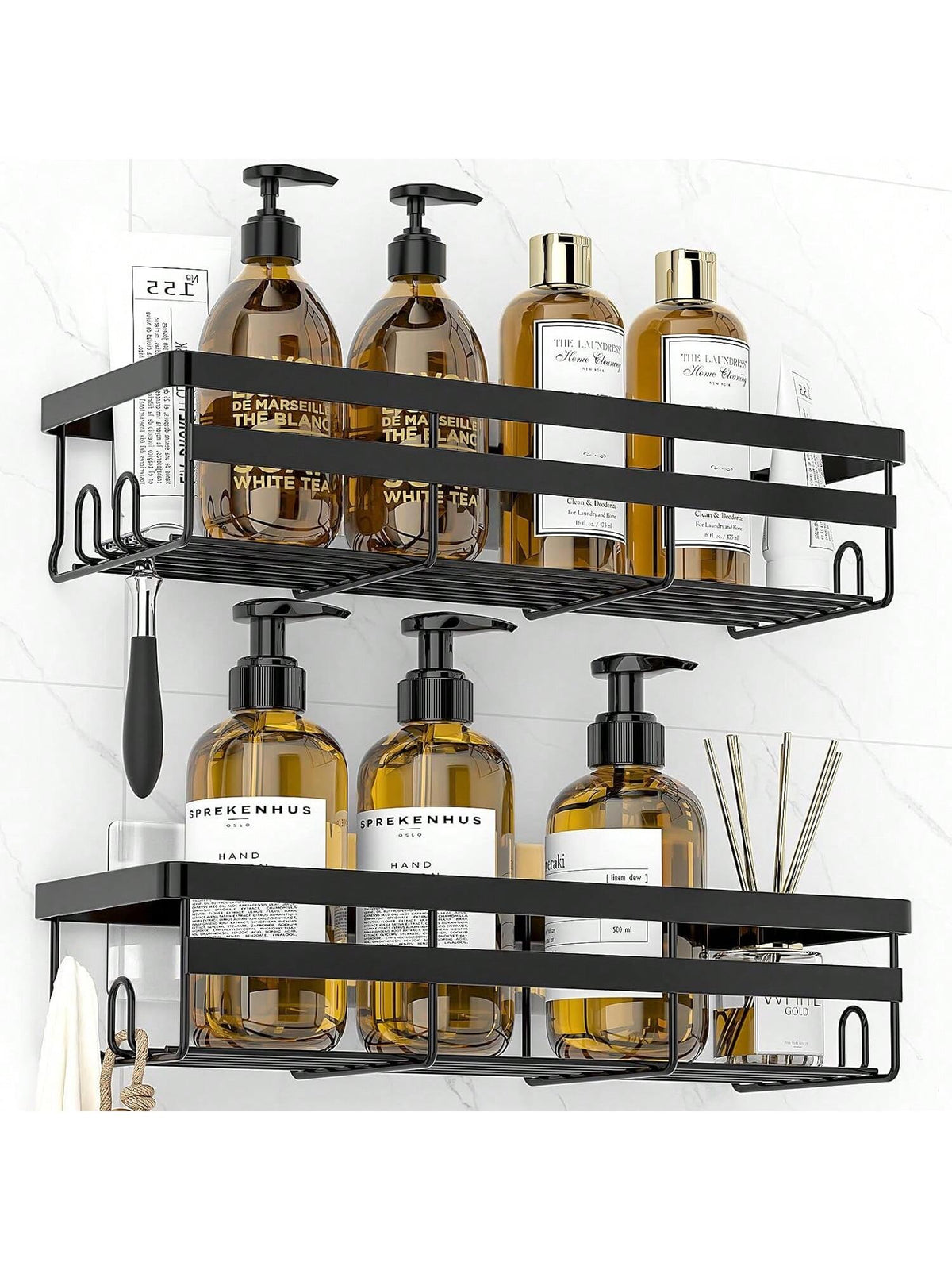 Halloween Decorations, Shower Caddies 2 Pack- Adhesive Hanging Shower Shelf- Bathroom Organizers And Storage, No Drilling Stainless Shower Shelves For Home Decor, Bathroom Accessories