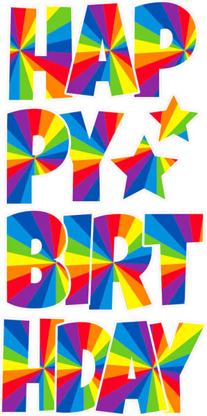 Happy Birthday 6 pc Ez Set Bright Rainbow