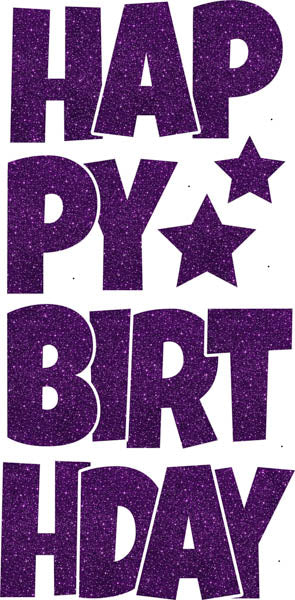 Happy Birthday 6 pc Ez Set SPARKLY GLITTER Purple 1