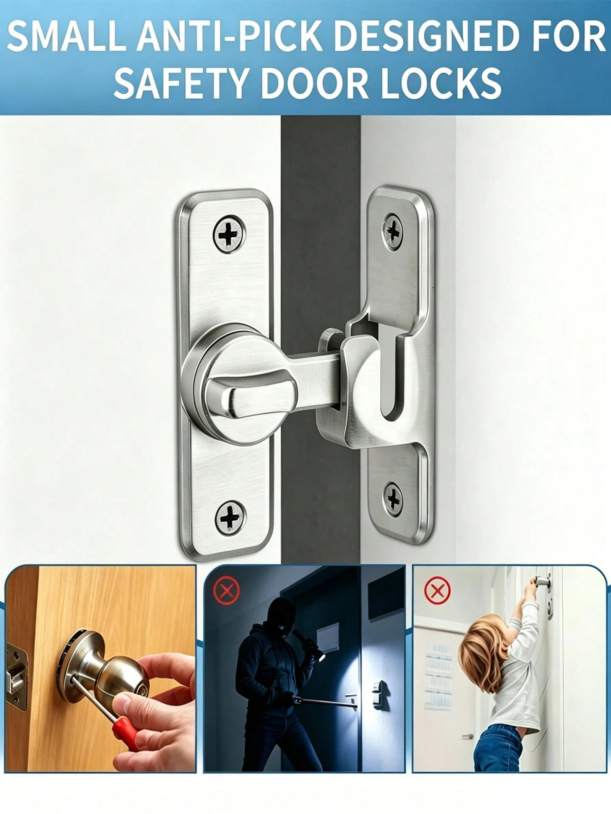 Heavy-Duty Metal Hasp Latch With 4 Screws – 5 Packs, 90/180-Degree Rotating Security Latch; Suitable For Barn Doors, Sliding Bathroom Doors, Garages, Bedrooms, And Cabinets – Durable, Pry-Resistant Do