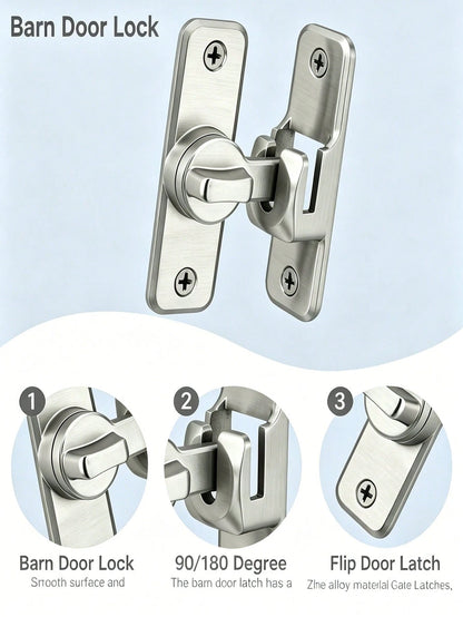 Heavy-Duty Metal Hasp Latch With 4 Screws – 5 Packs, 90/180-Degree Rotating Security Latch; Suitable For Barn Doors, Sliding Bathroom Doors, Garages, Bedrooms, And Cabinets – Durable, Pry-Resistant Do