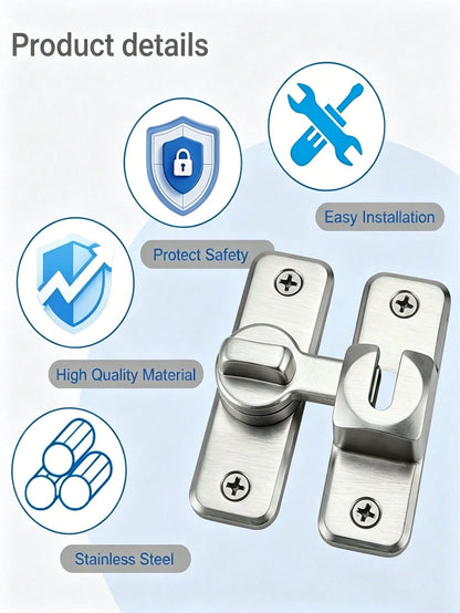 Heavy-Duty Metal Hasp Latch With 4 Screws – 5 Packs, 90/180-Degree Rotating Security Latch; Suitable For Barn Doors, Sliding Bathroom Doors, Garages, Bedrooms, And Cabinets – Durable, Pry-Resistant Do