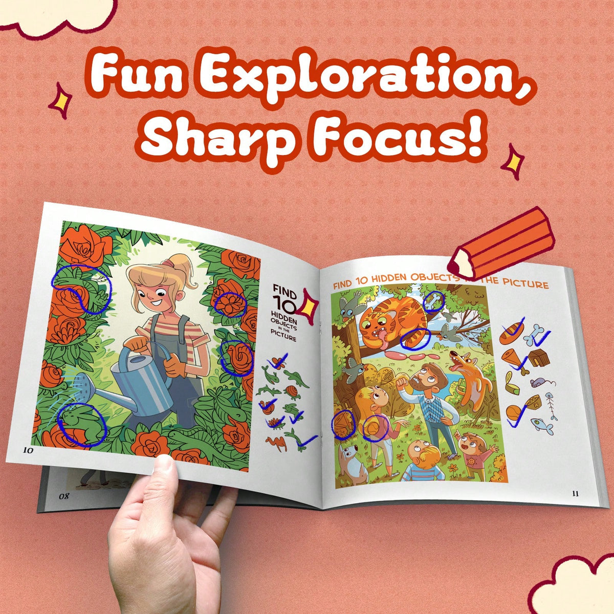 Hidden Object Activity Book, Includes Visual Search And Object Identification Puzzles, Observation And Focus Training, Fun Illustrated Scenes And Checklists, Brain Teasers, Screen-Free Concentration E