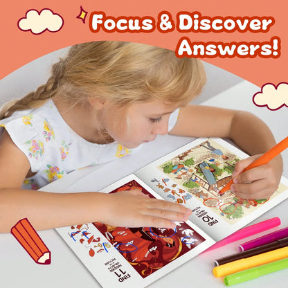 Hidden Object Activity Book, Includes Visual Search And Object Identification Puzzles, Observation And Focus Training, Fun Illustrated Scenes And Checklists, Brain Teasers, Screen-Free Concentration E