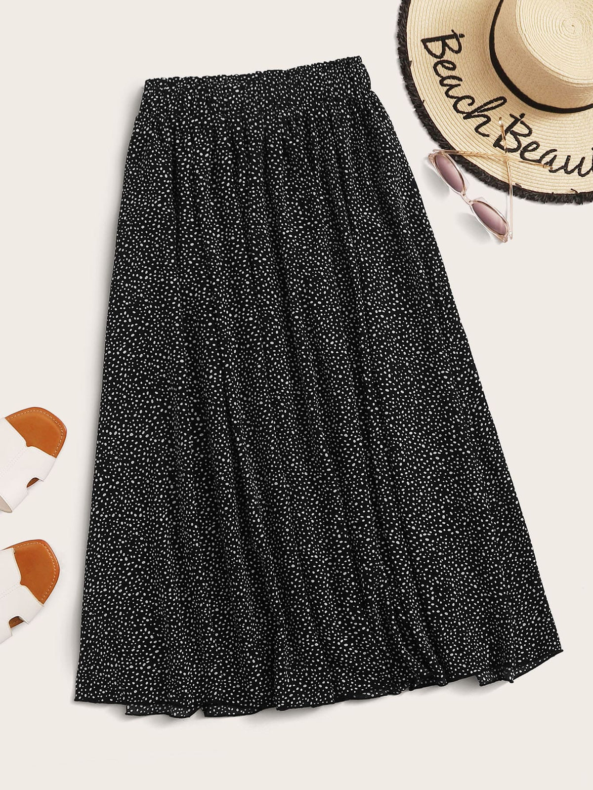 Holidaya Dalmatian Print Flared Midi Skirt