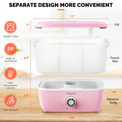 Hot Towel Warmer For Facials, Holds 16 Small Towels, 5L Portable Towel Steamer With Quickly Heating In 1-5 Mins, Auto Off Timer Foldable Towel Warmers For Spa, Barber, Manicures, Massage-Pink