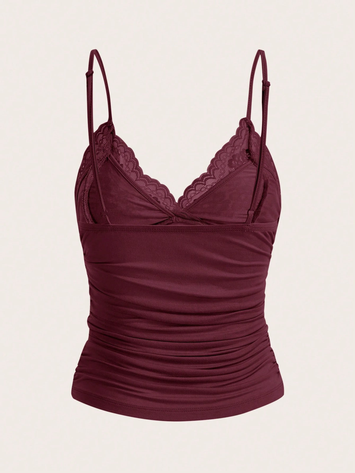 ICON Elegant Solid Contrast Lace Ruched Y2k Cami Top