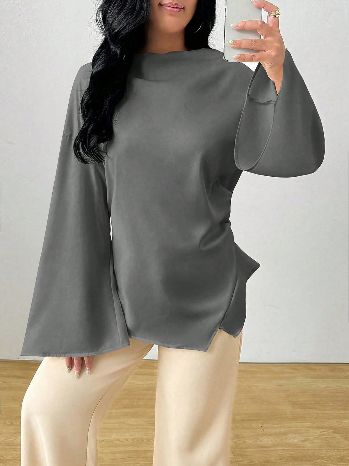 INAWLY Women's Elegant Midi Chinese-Style Flare Sleeve Blouse, Suitable For Work And Everyday Fall Cloth For Women