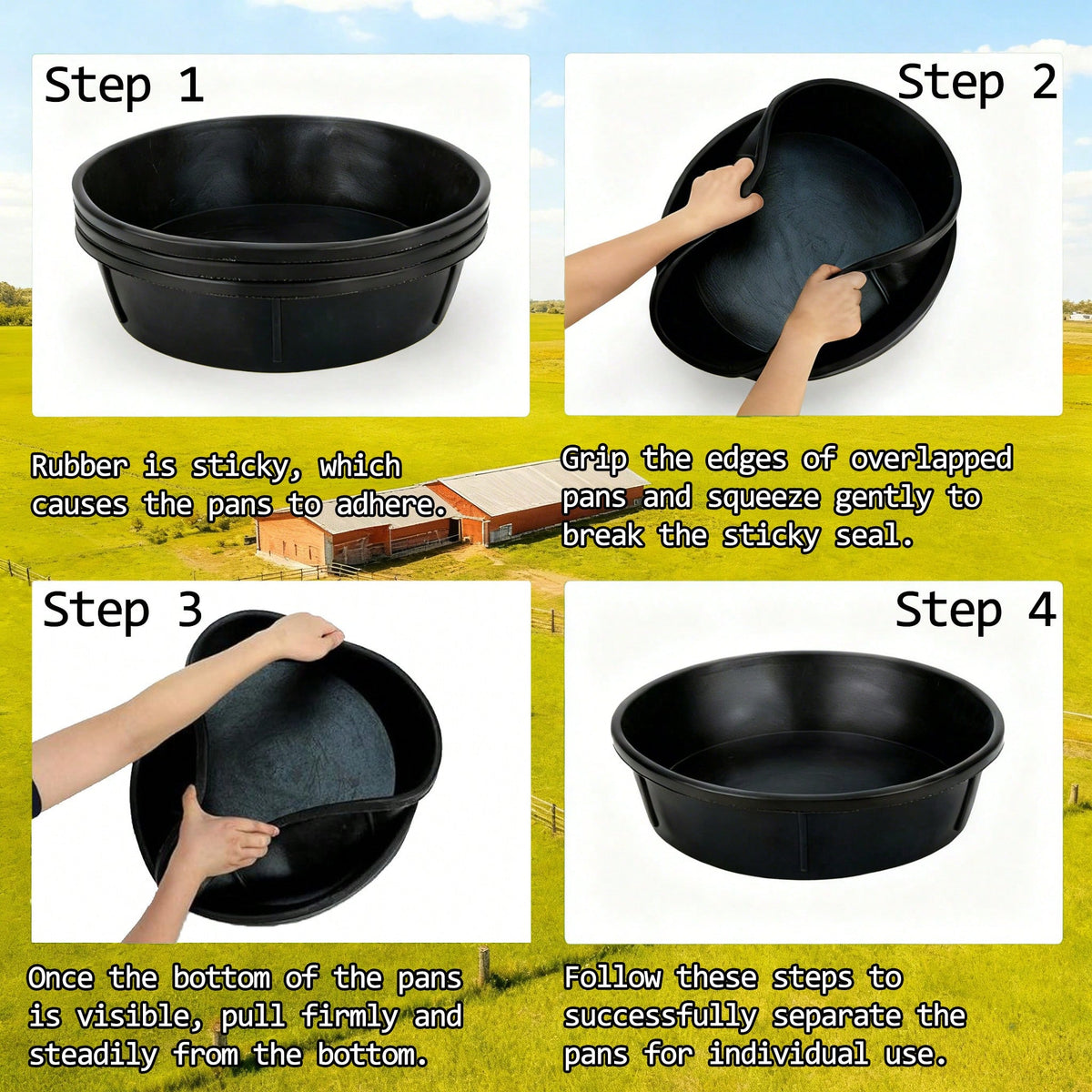 INMASIT 3-Pack Farm Livestock Poultry Multi-Purpose Feeding Basin| Large Capacity Plastic Feed Bucket/Water Trough| For Horses, Dogs, Pigs, Sheep, Etc.