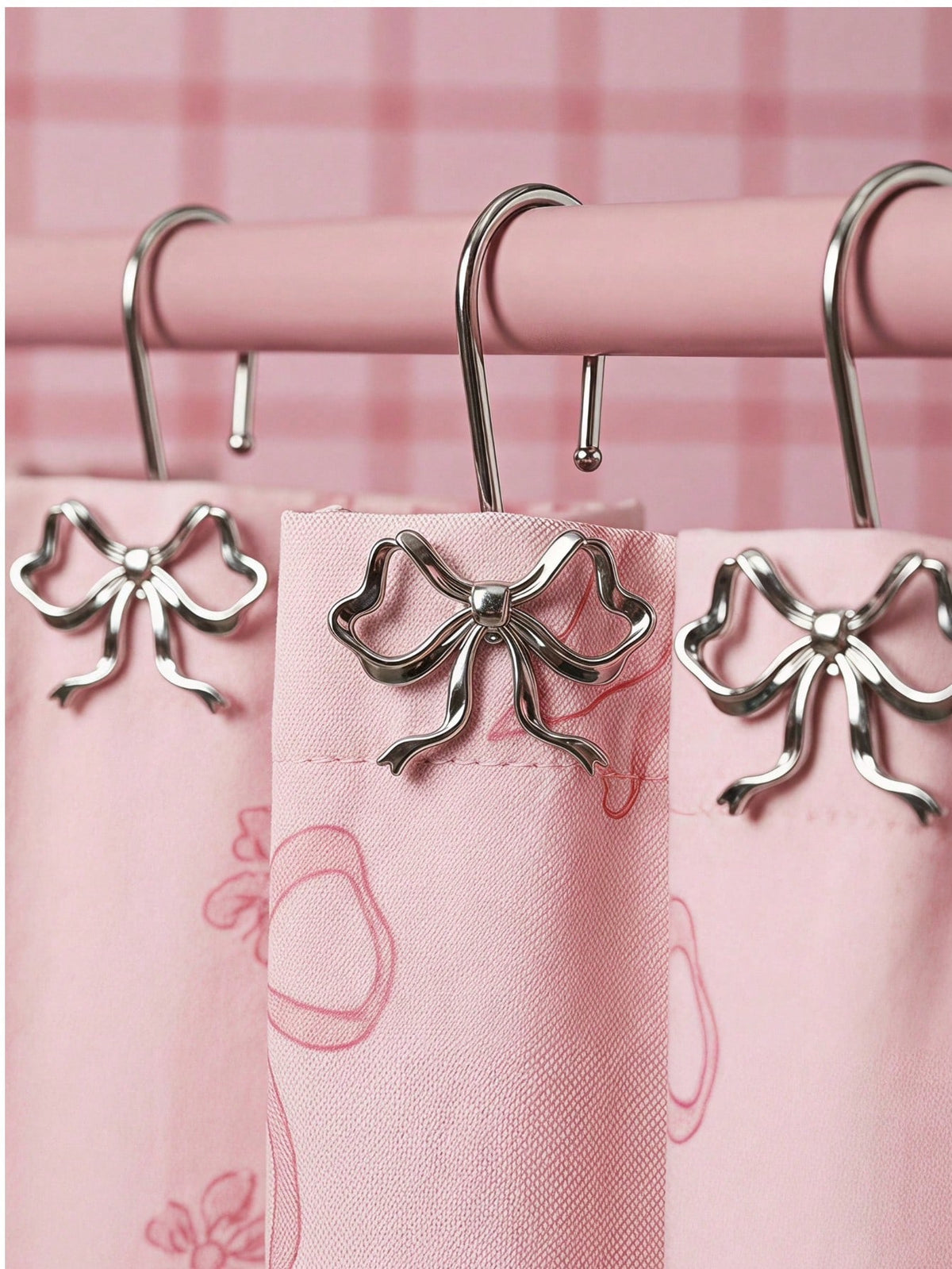 Joivida 12 Bow Shower Curtain Hooks, Rust Proof Zinc Alloy Curtain Rings, Decorative Bow Shaped Design Curtain Hooks, Rust Proof, Used For S-Shaped Hooks In Bathrooms, Bedrooms, Living Rooms, Home Dec