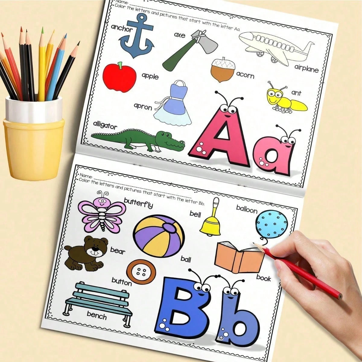 Kids Alphabet Coloring Practice Notebook, Letter Recognition And Picture Coloring Workbook For Preschool Learning And Early English Skills
