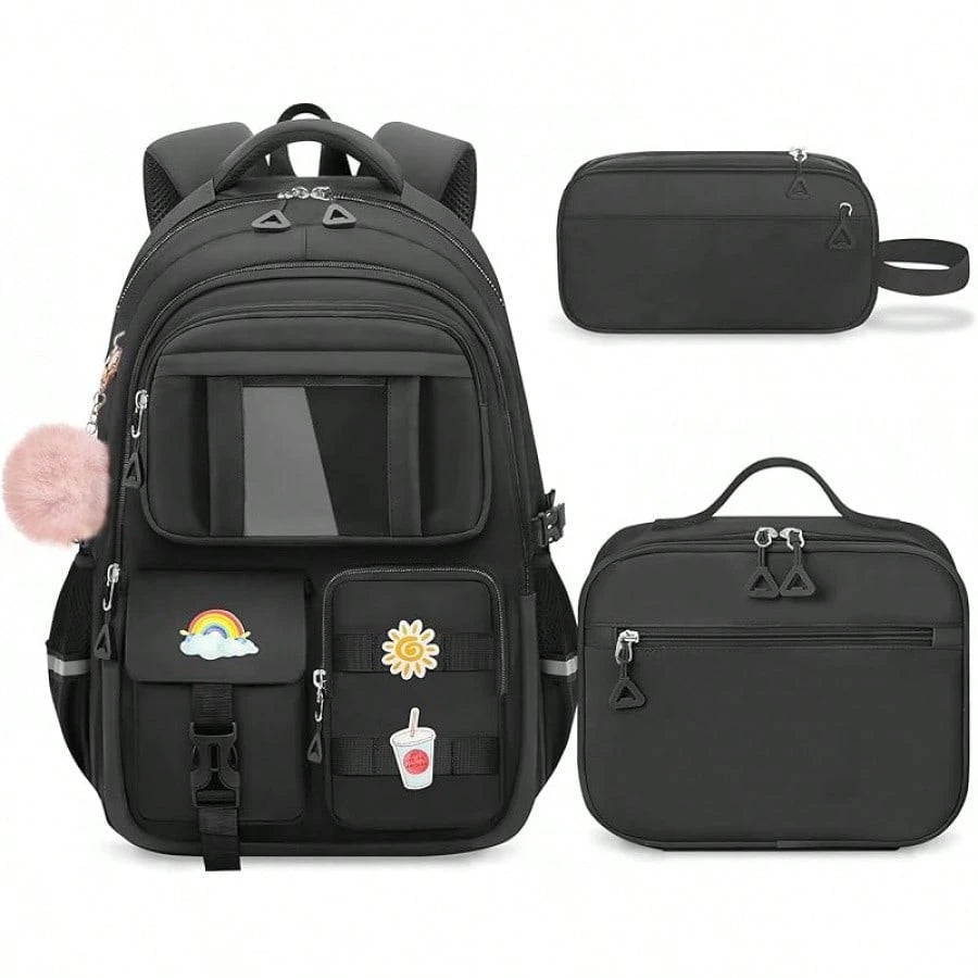 Kids Backpacks For Girls- Cute Girls Backpack For Kids Children Teens Elementary Middle School- 17″ Students Bookbag Travel Back Pack For Age 6-18