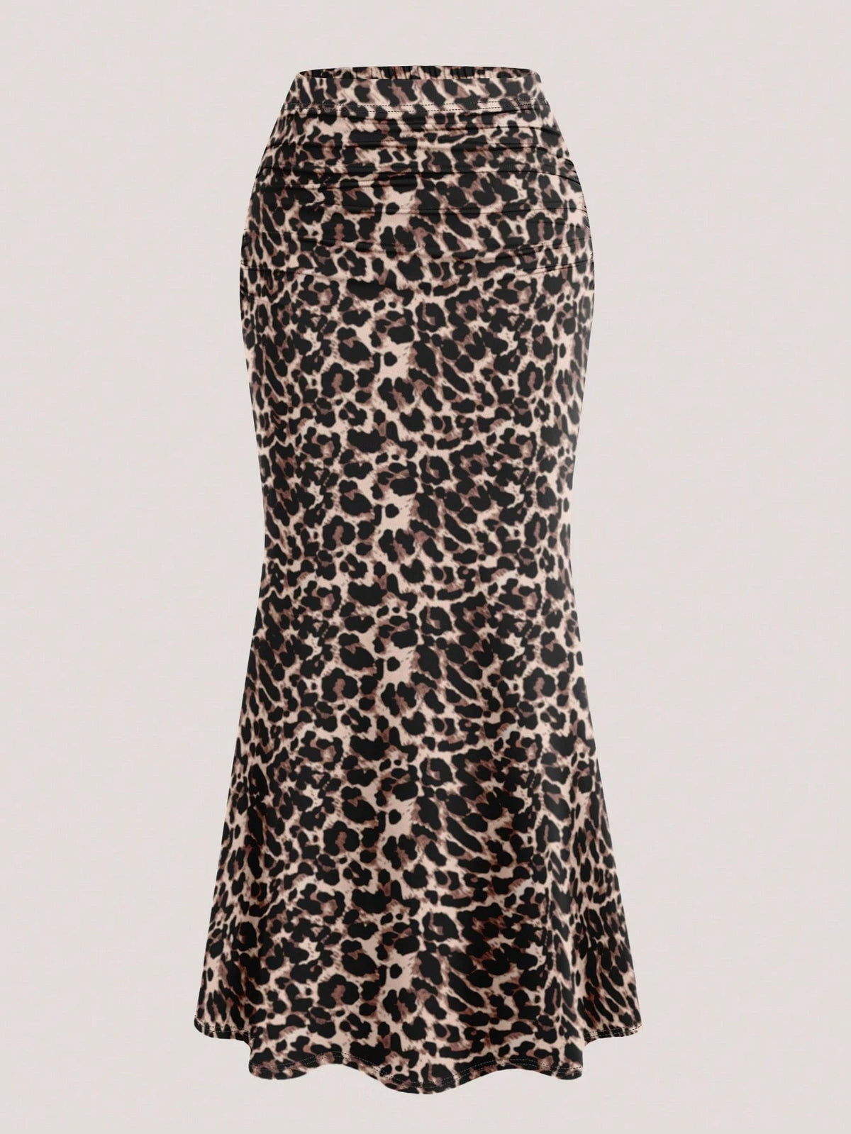 Lalippa 3pcs Elegant Party Solid Black Coffee Color Mermaid Skirt And Leopard Printd Graphic Skirt Set For Women