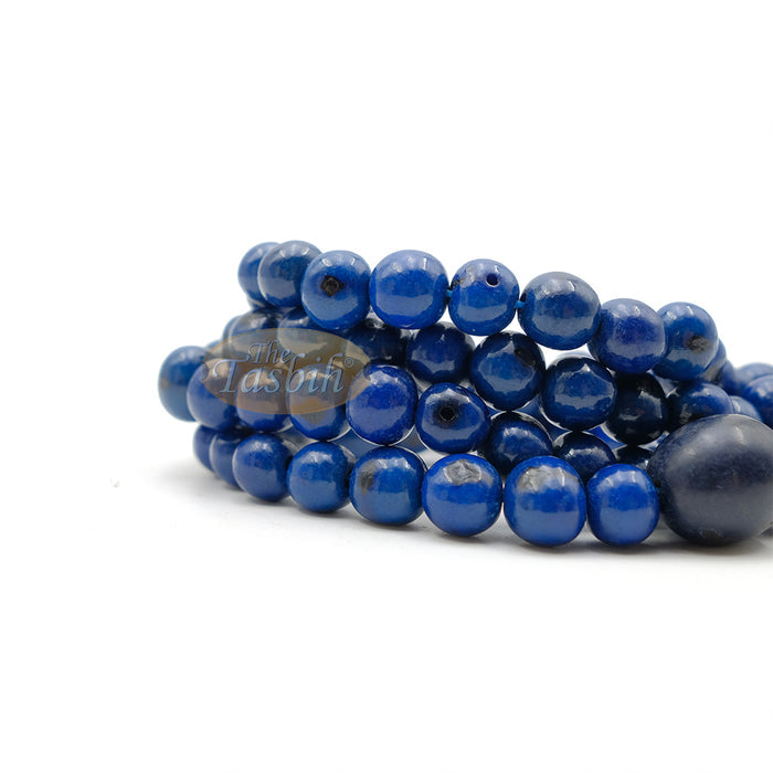 Lapiz Blue Natural Colored Dye Eco-Friendly Sustainable Original Açai Seed 9 mm Beads Traditional Tasbih