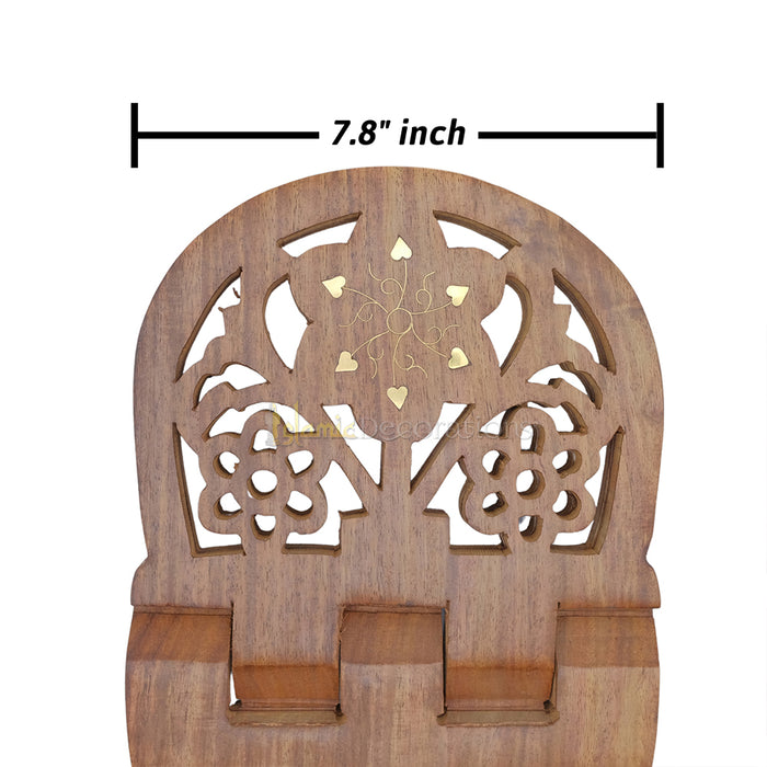 Large Carved Rounded Top Wooden Qur'An Stand - 15"