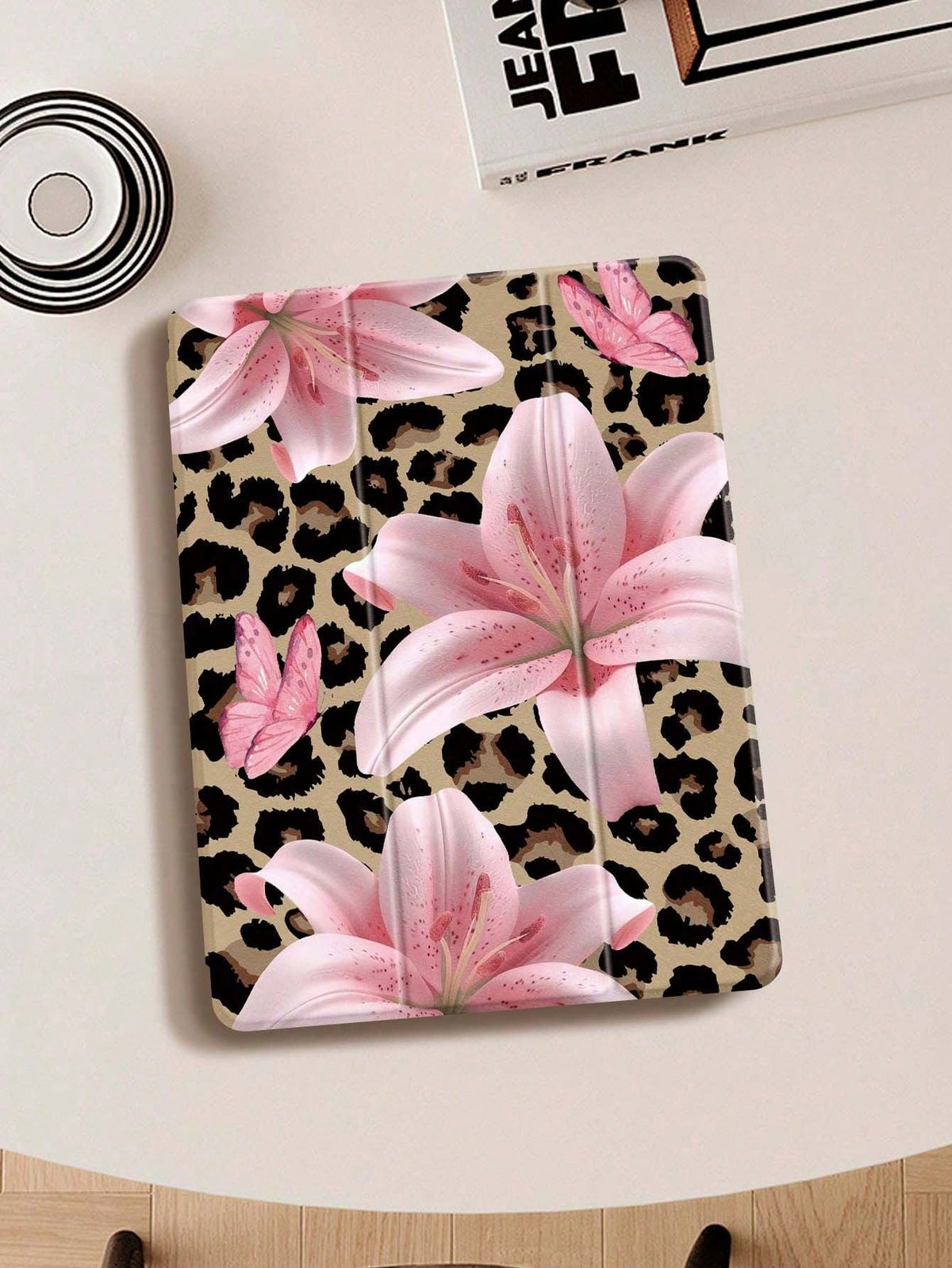 Leopard Lily Flower Pattern Compatible With Protective Case, Compatible With Air 4/5 (10.9 Inch), Compatible With 7/8/9 (10.2 Inch), Built-In Pencil Slot, Also Fits Tab S6 (10.4 Inch), Tab A7 Lite
