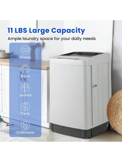 Lifezeal Portable Washing Machine 11 LBS Full Automatic Washer Machine With 8 Washing Modes White/Gray