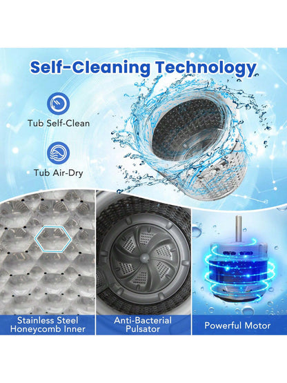 Lifezeal Portable Washing Machine 11 LBS Full Automatic Washer Machine With 8 Washing Modes White/Gray