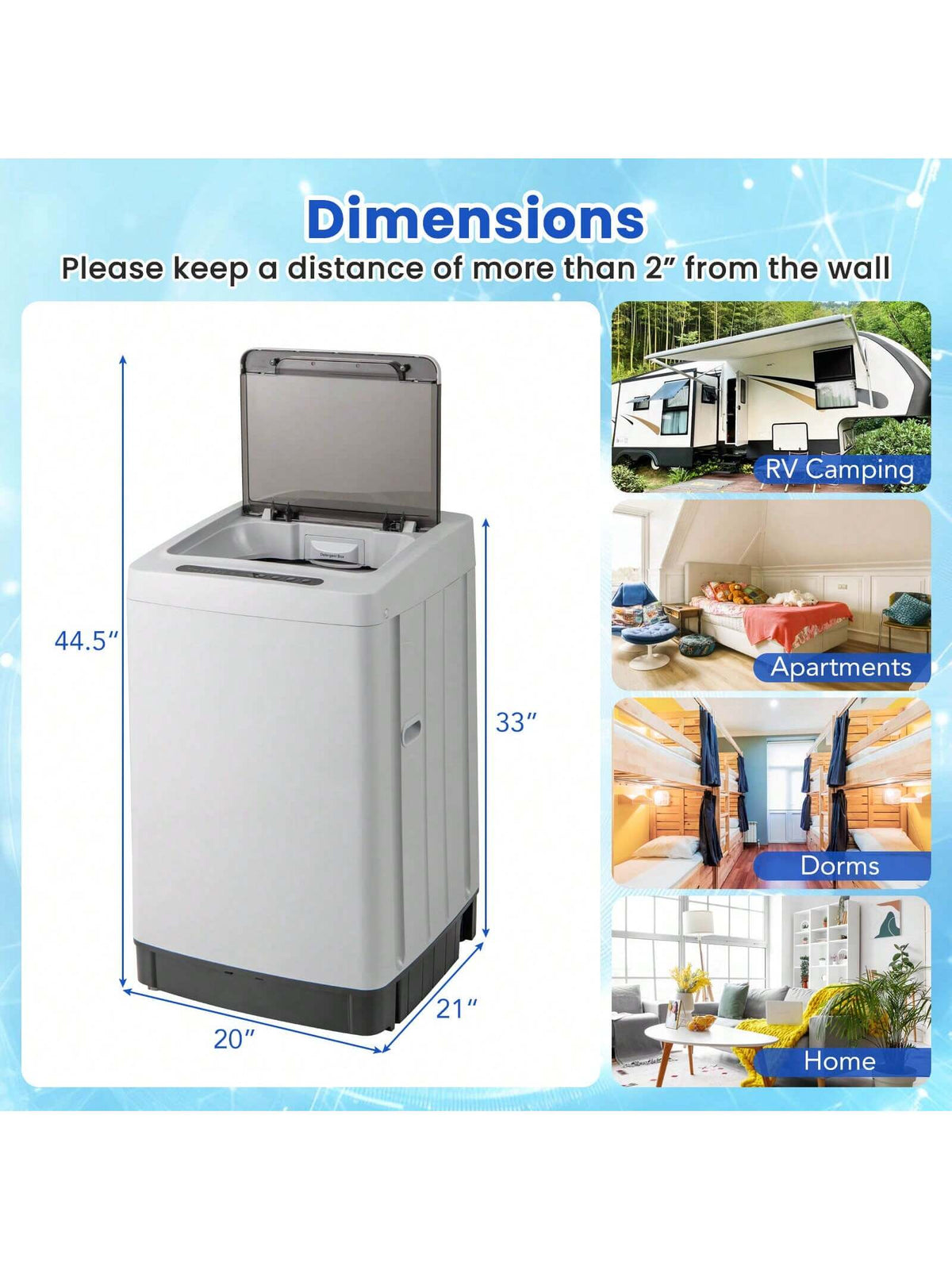 Lifezeal Portable Washing Machine 11 LBS Full Automatic Washer Machine With 8 Washing Modes White/Gray