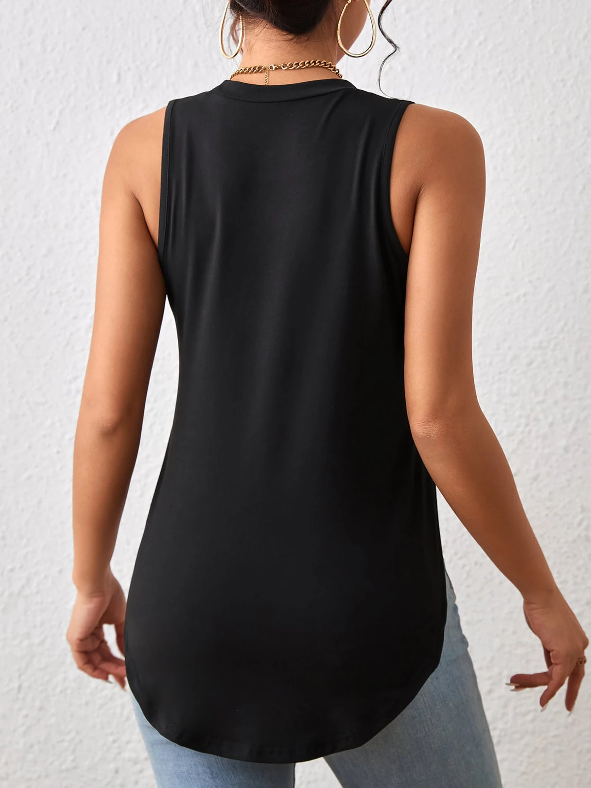 LUNE Burgundy Summer Casual Asymmetric Hem Top For Women, Commuting Work Tops, Occasion Bottoming Shirt, Sleeveless Slim Fit Work Outfits For Women
