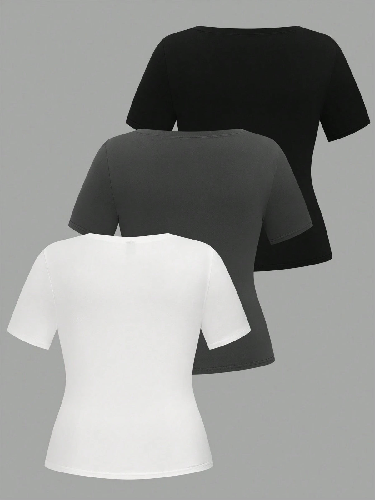 LUNE Plus Size 3pcs/Set Crew Neck Basic Short Sleeve T-Shirts