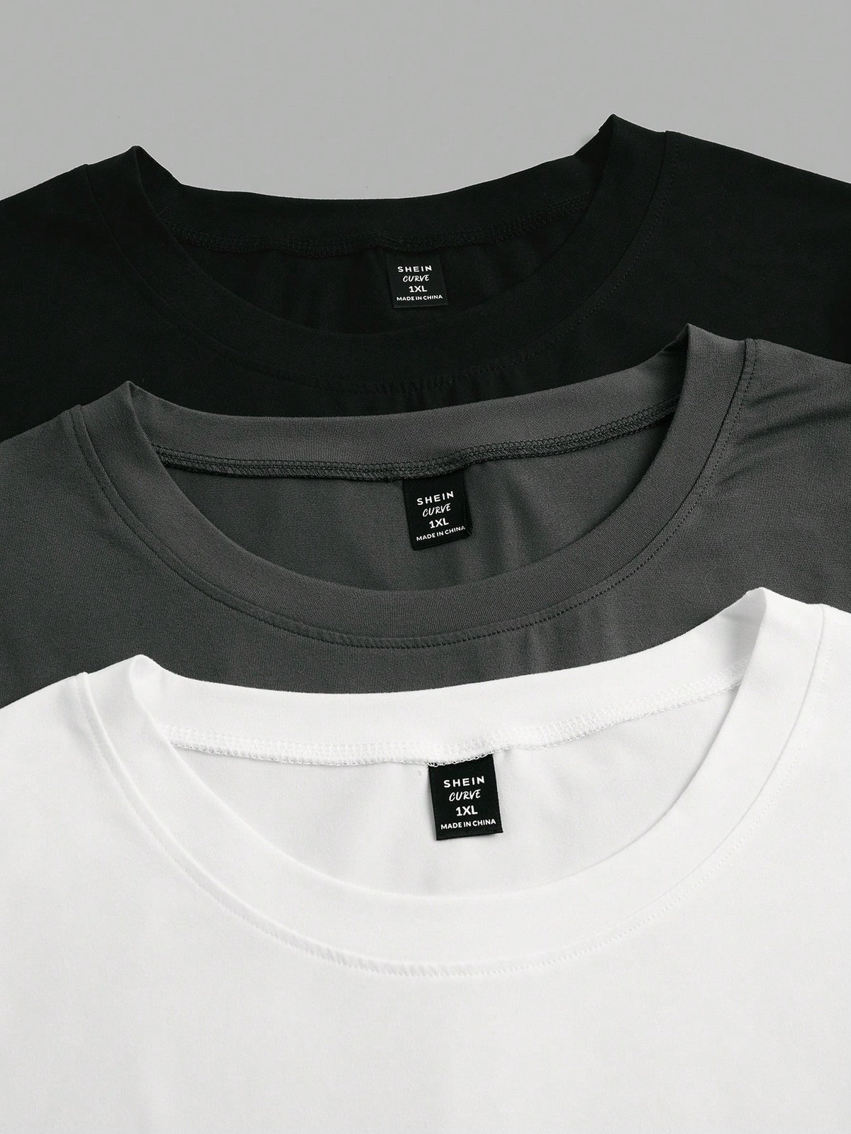 LUNE Plus Size 3pcs/Set Crew Neck Basic Short Sleeve T-Shirts