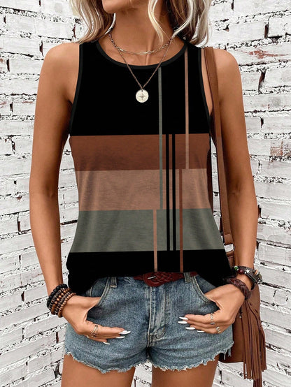 LUNE Women's Black Tank Top, Suitable For Summer Vacation Boho Casual