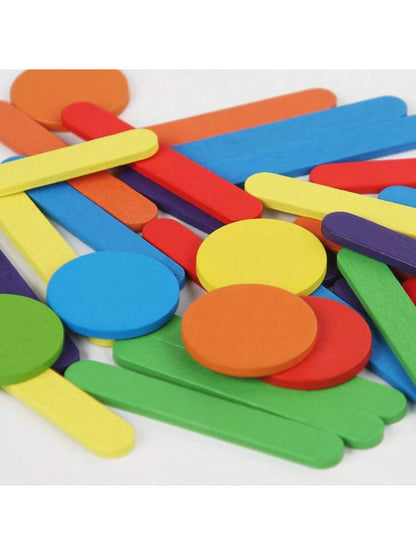 MINKOJA Creative Versatile Stick Figure Wooden Puzzle – Montessori Early Learning Educational STEM Toy, Action Imitation & Hand-Eye Coordination Training, Colorful Wooden Stick Shape Building Game, Fo