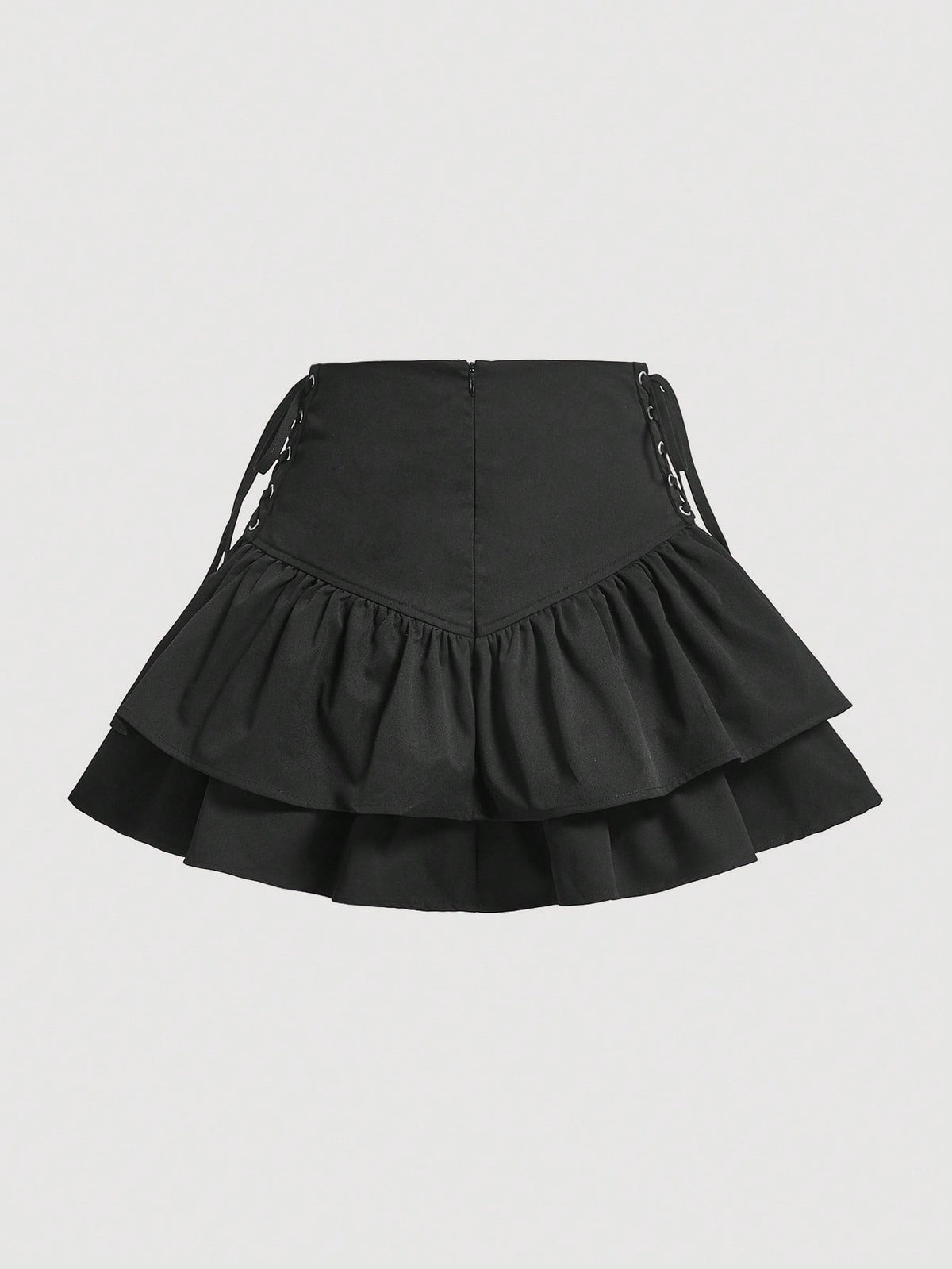 MOD Lace Up Side Ruffle Hem Skirt