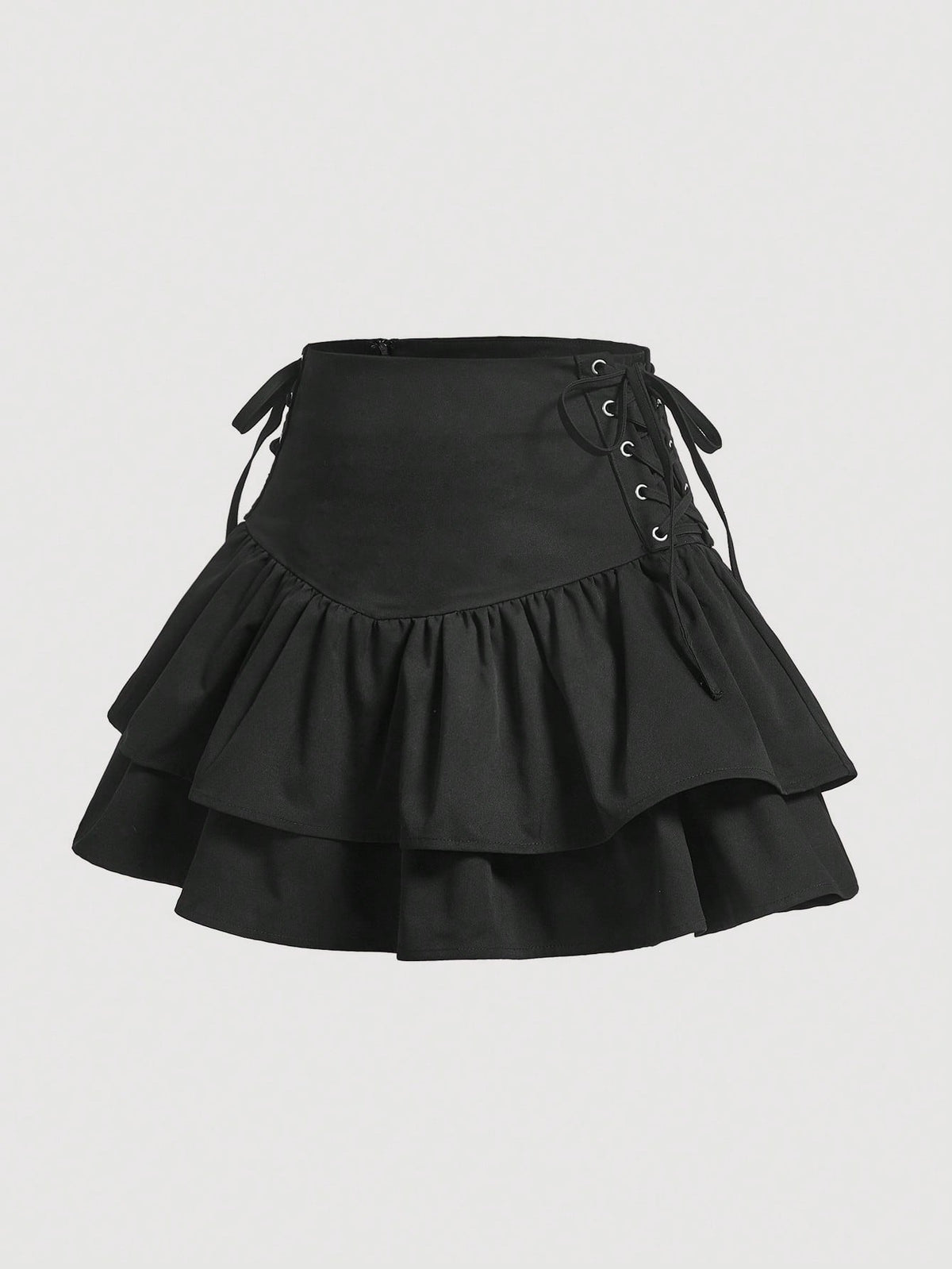 MOD Lace Up Side Ruffle Hem Skirt