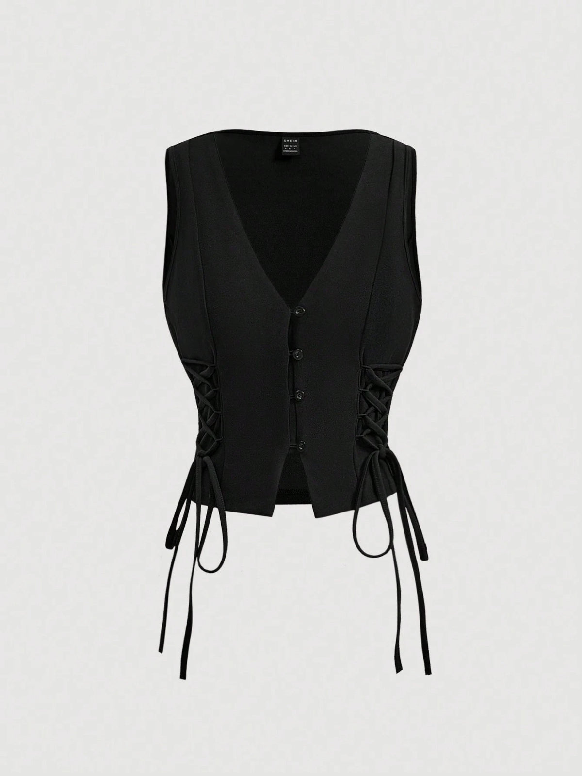 MOD Solid Color Cross Tie Strap Black Side Strap Crop Tank Top For Summer