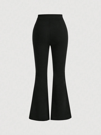 MOD Women's Brown Winter Elegant Semi Formal High Waist Flare Leg Pants,Toothpick Pleats Bell Bottom Pants,Vintage Y2K Style Casual Trousers