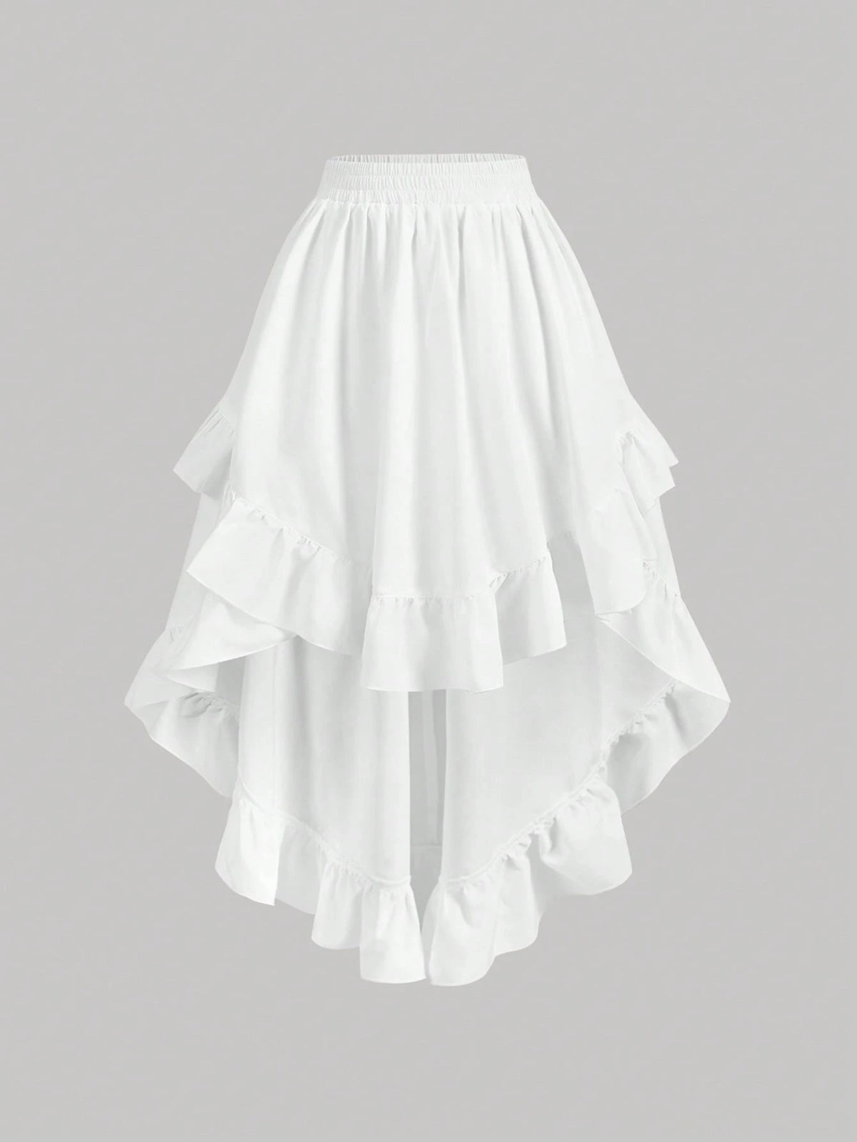 MOD Women's White Ruffle Hem Skirt, Retro Black Layered A-Line Skirt