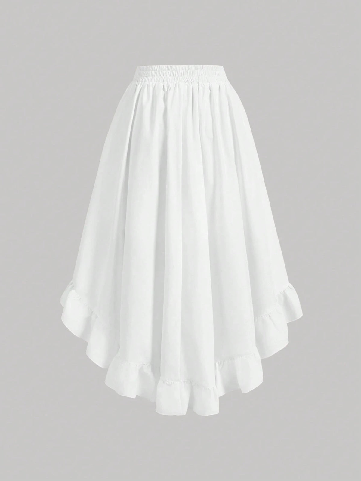 MOD Women's White Ruffle Hem Skirt, Retro Black Layered A-Line Skirt