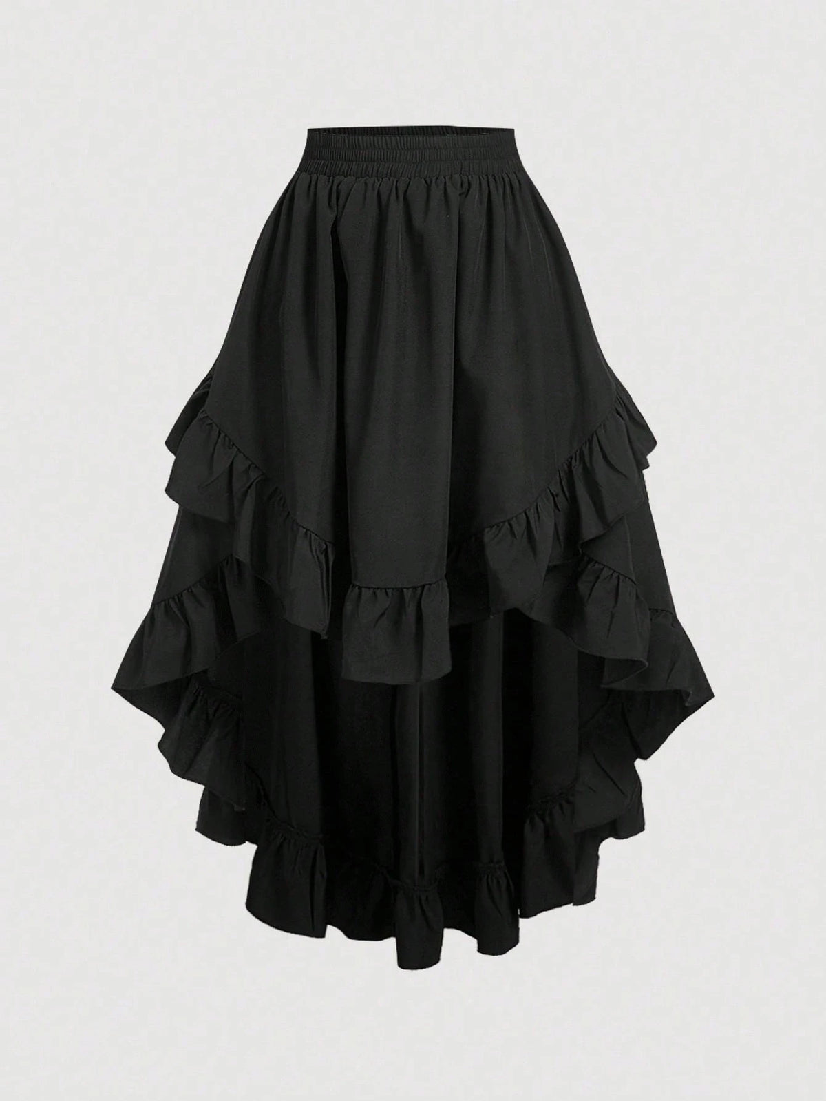 MOD Women's White Ruffle Hem Skirt, Retro Black Layered A-Line Skirt