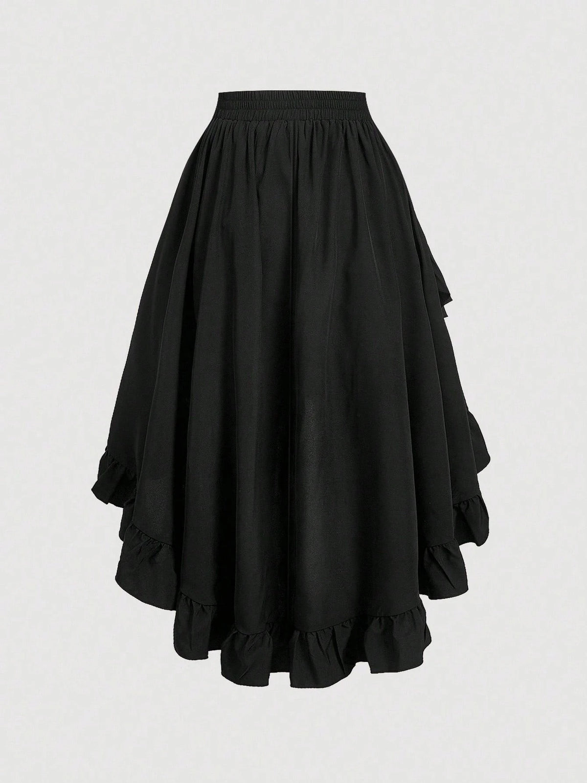 MOD Women's White Ruffle Hem Skirt, Retro Black Layered A-Line Skirt