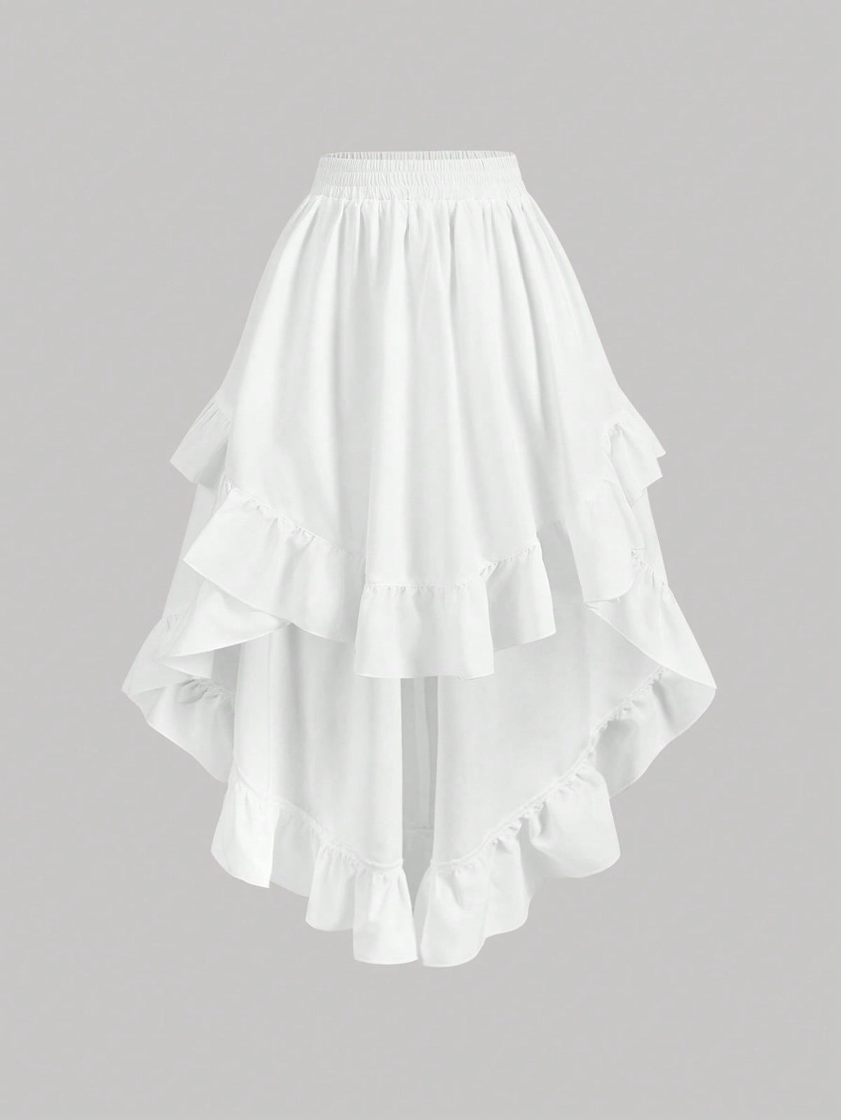 MOD Women's White Ruffle Hem Skirt, Retro Black Layered A-Line Skirt