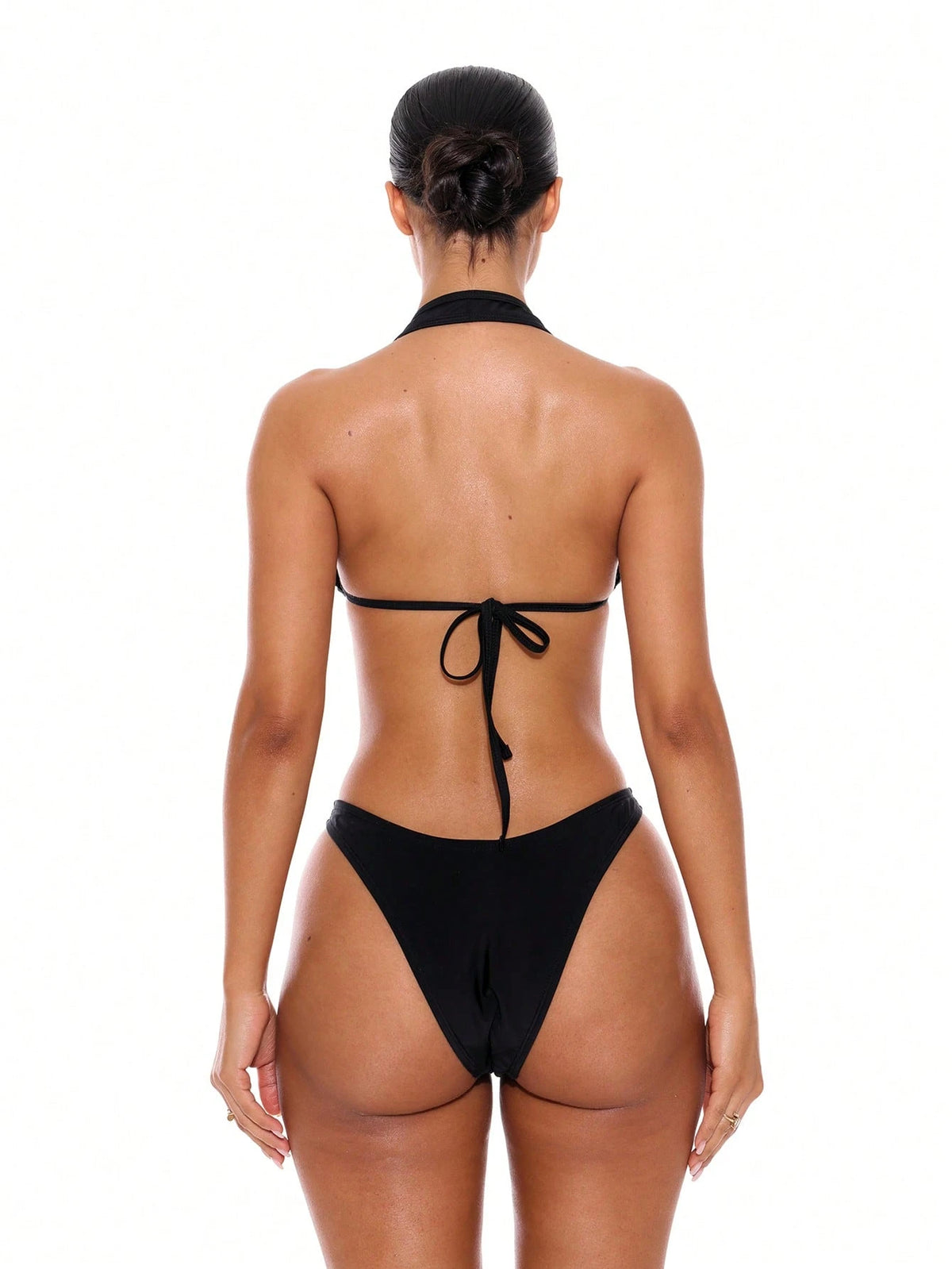 Musera Resort Halterneck Tie Back Bikini Top Only Summer Spring Holiday Vacation Sexy Club Ibiza Beachwear Black