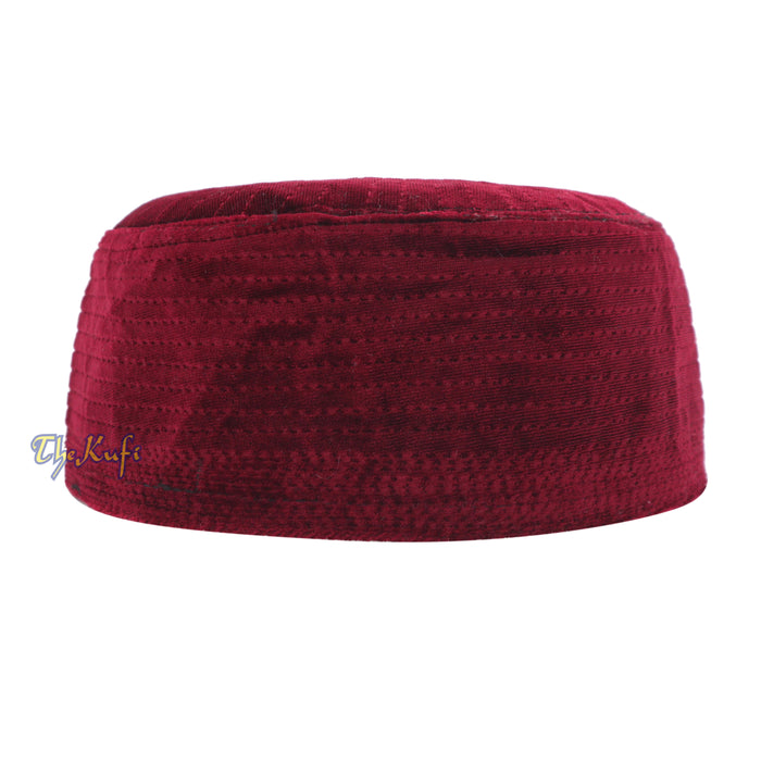 Muslim Prayer Bani Hasyim Maroon Velveteen Kufi Hat
