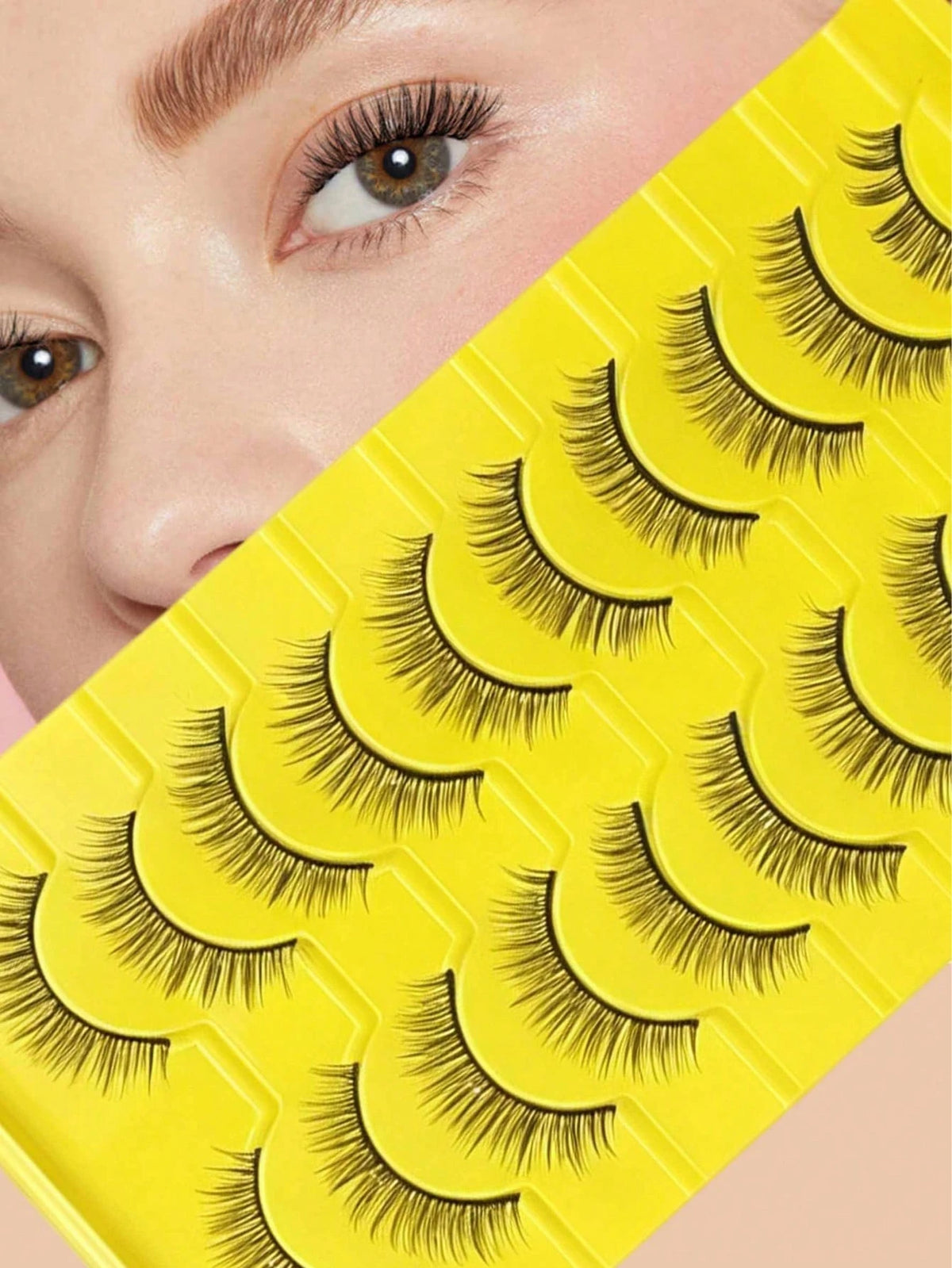 Natural Dense Nude Makeup Crossed Manga Lolita False Eyelashes, Short Full Strip Hard Band Lashes For Daily No-Makeup Look