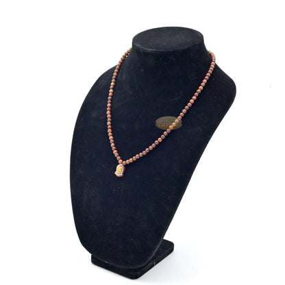 Natural Genuine Kuka 6mm Beads Necklace with Claw Sandal Pendant