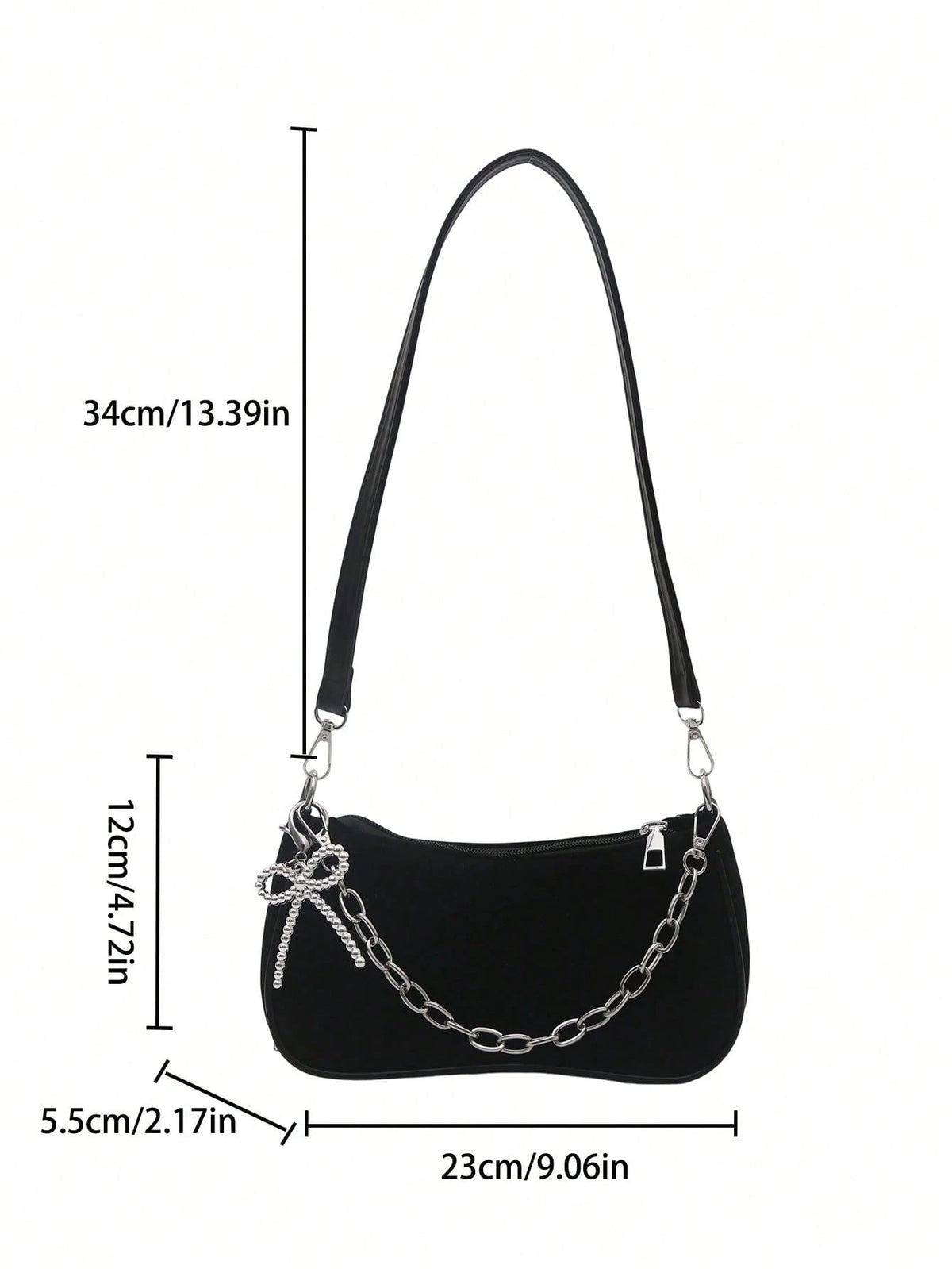 New Fashion Chain Bow Decor Handbag, Suitable For Parties, Outings, Vacations, Shopping And Daily Use