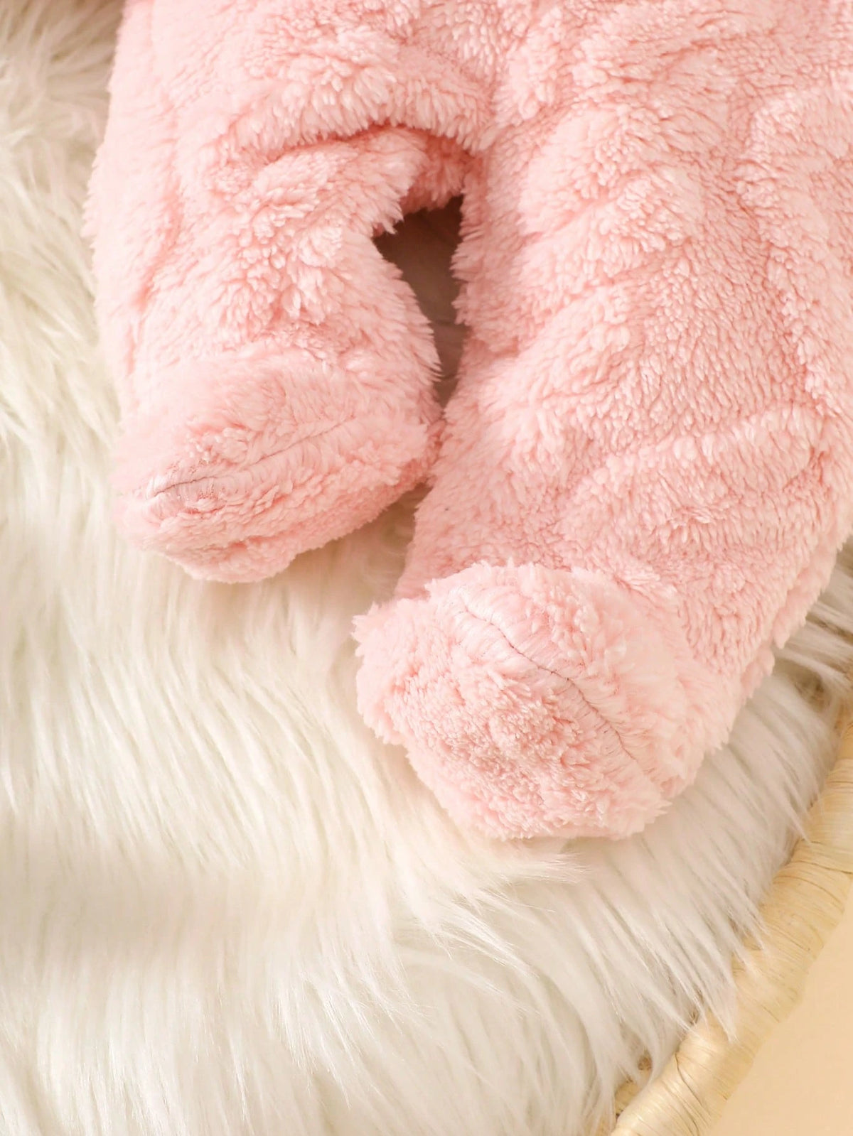 Newborn Plush Rabbit Ear Hooded Cute Multi-Piece Suit, Winter Pink Fall