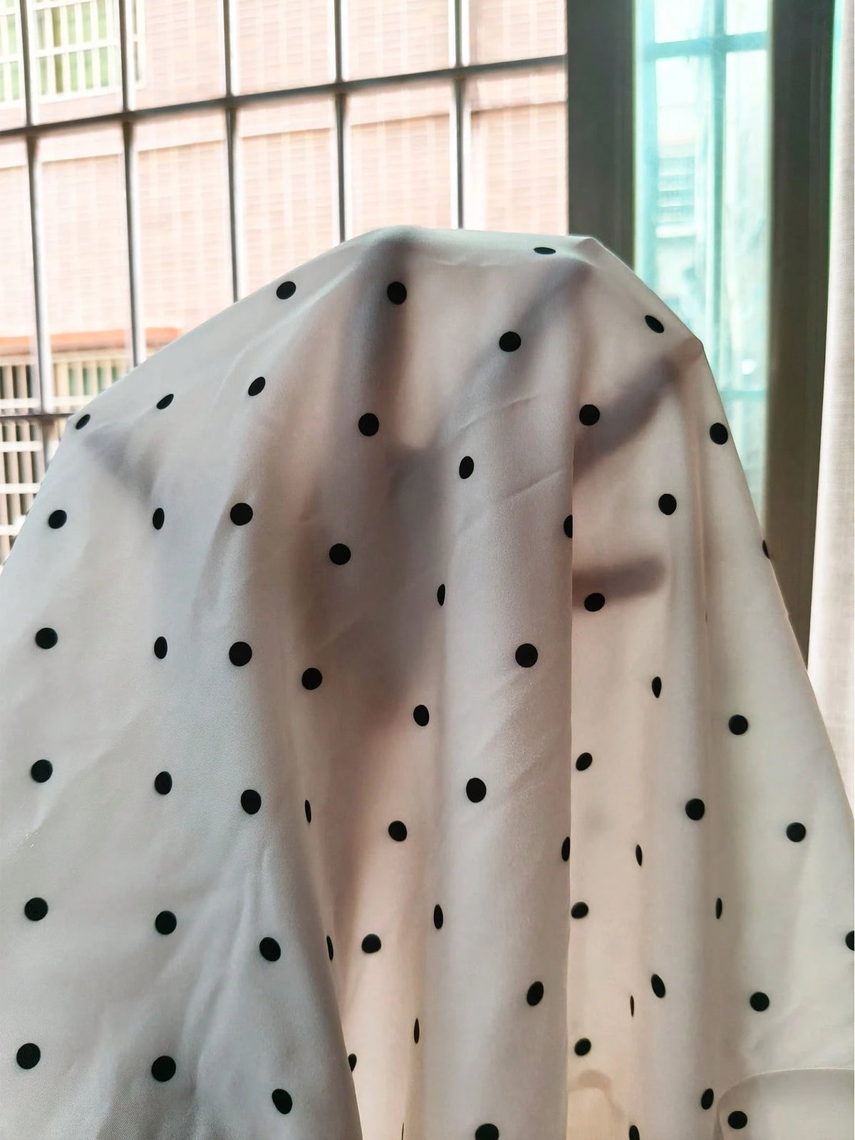 Pariaura Elegant White And Black Polka Dot Blouse,Long Sleeve Ruffled Trim & Tie Accent Shirt Collar,Contrast Panel Casual Workwear For Autumn,Date,2025 New