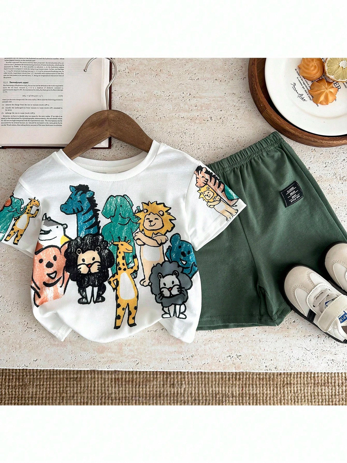 PAW Patrol Baby Boy Casual Minimalist, Soft And Comfortable, Classic Cute Cartoon Animation Pattern Print, Cute Puppy Round Neck Short Sleeve T-Shirt And Shorts 2-Piece Set, Suitable For Sprin