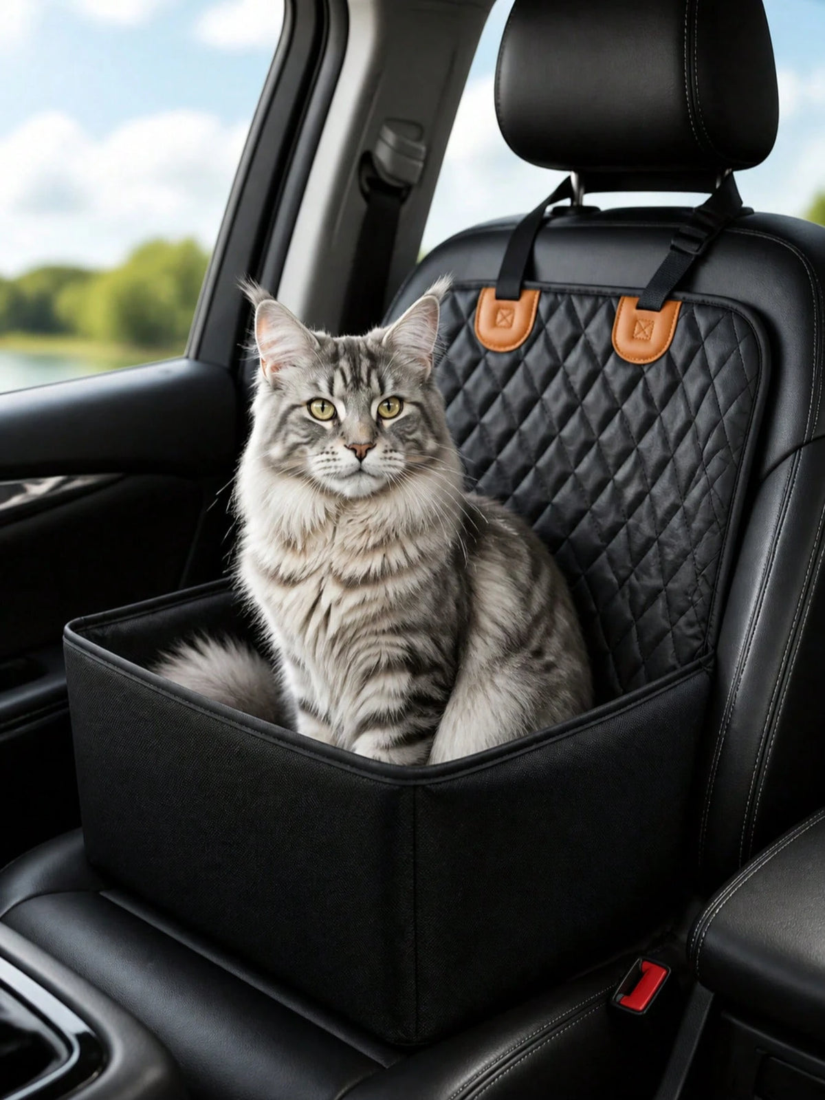 Pet Car Booster Seat – Breathable Travel Model; Features A Thickened, Shape-Retaining, Waterproof, And Scratch-Resistant Design With An Adjustable Safety Tether; Specially Designed For Small Dogs And