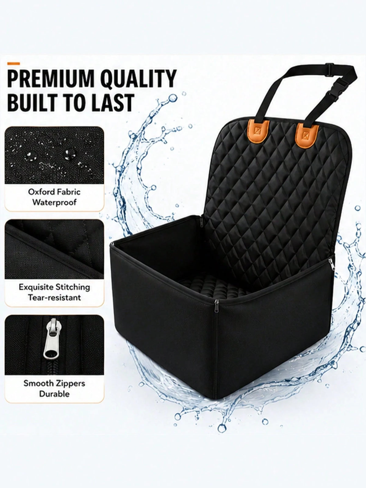 Pet Car Booster Seat – Breathable Travel Model; Features A Thickened, Shape-Retaining, Waterproof, And Scratch-Resistant Design With An Adjustable Safety Tether; Specially Designed For Small Dogs And